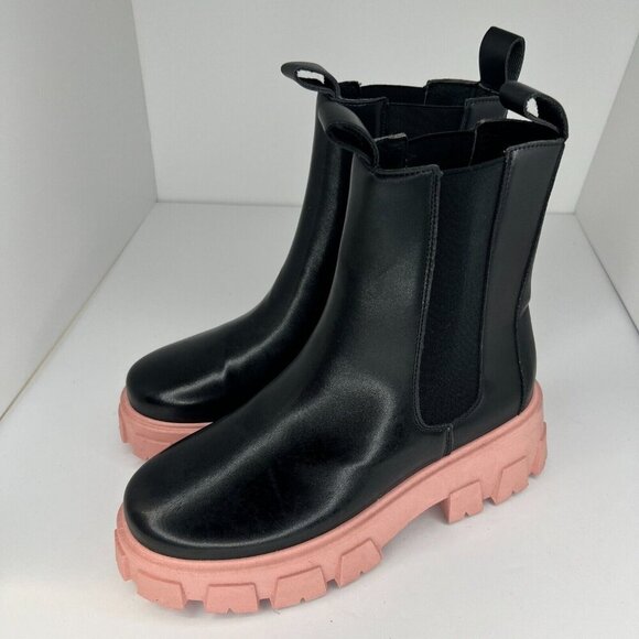 Scoop Shoes - Scoop Womens Black Chunky Block Platform Ankle Slip On Size 11 Chelsea Boots